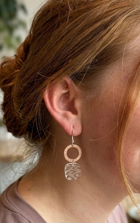 The Copper Shield | Clear Etched Earrings