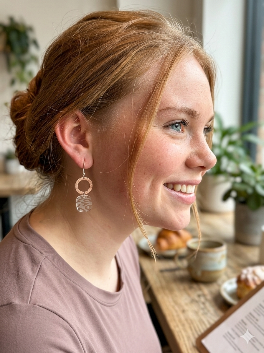 The Copper Shield | Clear Etched Earrings